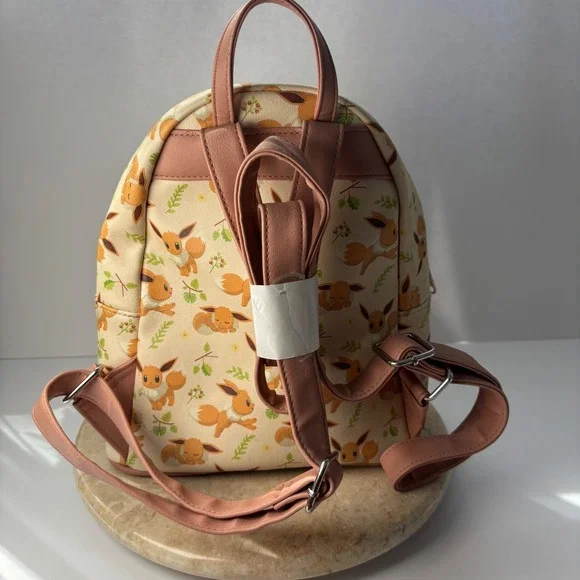 Loungefly Pokemon Eevee Mini Backpack Cream Floral Allover Print Bag FLAW - Picture 6 of 13